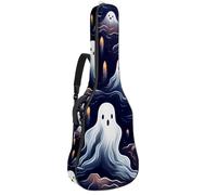 Halloween Spooky Boo Print 56 41 42 pollici Borsa per chitarra acustica con tracolla regolabile Borsa per chitarra con gancio posteriore, adatta per chitarre elettriche e bassi chitarre classiche