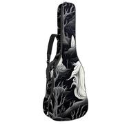 Halloween Spooky Boo Print 58 Custodia per chitarra acustica con 2 tasche tracolla regolabile e gancio posteriore, adatta per chitarre elettriche, bassi e chitarre classiche, Stampa Boo spettrale di