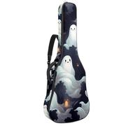 Halloween Spooky Boo Print 64 Custodia per chitarra acustica con 2 tasche tracolla regolabile e gancio posteriore, adatta per chitarre elettriche, bassi e chitarre classiche, Stampa Boo spettrale di