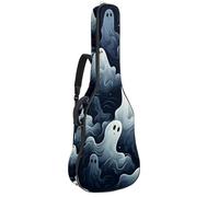 Halloween Spooky Boo Print 88 Custodia per chitarra acustica con 2 tasche tracolla regolabile e gancio posteriore, adatta per chitarre elettriche, bassi e chitarre classiche, Stampa Boo spettrale di