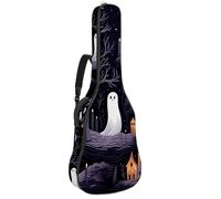 Halloween Spooky Boo Print 94 Custodia per chitarra acustica con 2 tasche tracolla regolabile e gancio posteriore, adatta per chitarre elettriche, bassi e chitarre classiche, Stampa Boo spettrale di