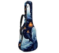 Halloween Spooky Boo Print 98 41 42 pollici Borsa per chitarra acustica con tracolla regolabile Borsa per chitarra con gancio posteriore, adatta per chitarre elettriche e bassi chitarre classiche