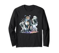 Halloween Spooky Creepy Cheetah Big Cat Animale Grafica Maglia a Manica