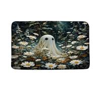 Halloween Spooky Cute G-Host White Daisy Flower Vintage Rustic Watercolor Happy Halloween Zerbino Ingresso Antiscivolo Zerbino Asciugapassi Lavabile In Lavatrice Tappeto Entrata Per 40X60Cm