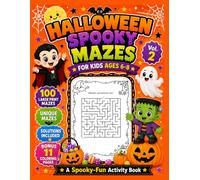 Halloween Spooky Mazes for Kids Ages 6-8: 100 Easy Large Print Mazes with Solutions and 11 Halloween Coloring Pages