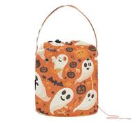 Halloween Spooky Night Crochet Storage Organizer Bag con fori Borsa di immagazzinaggio per kit di lavoro a maglia accessori uncinetto