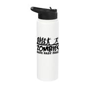 Halloween Sprinter Zombies odiano il fast food Stainless Steel Insulated Water Bottle