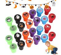 Halloween Stamp Set - 24 pezzi Assorted Self Ink Stamps, Spooky Holiday Craft Kit, 1,02 x 1,02 x 1,38 pollici Fun Trrick or Treat Accessories | Cartoon Cute Party Favors Game Prizes for Kids Boys
