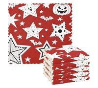 Halloween Star Pumpkin Bat Rosso e Bianco microfibra asciugamani da cucina Confezione da 6 asciugamani da cucina assorbenti decorazione accessori para mesas 27,9 x 28 cm