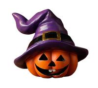 Halloween Statues - Spooky Halloween Figurines | Pumpkin With Witch Hat, Halloweenn Decorations Holiday Table Centerpieces For Indoor Outdoor Fall Fireplace Desk Bookshelf Garden Yard Party