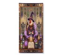 Halloween strega pollo gallo copertura per porta esterna 91,2 x 182,8 cm, retro divertente strega magica porta anteriore posteriore banner ingresso uscita decorazione, spettrale casa coperta portico