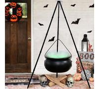 Halloween Streghe Calderone Decorazione, Grande Calderone Pot Per Decorazioni Esterne, Streghe Calderone con stringa di luce verde, di Halloween nera con supporto
