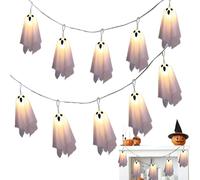 Halloween String Lights, LED Ghost Decorations, Festive Ambient Lighting, Decorative Holiday Illumination, 10 Pezzi 8 Modalità Accent For Home Outdoor Patio Porch Yard Garden Tree Living Room Bedroom