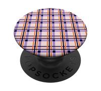 Halloween Striped Gingham Plaid Check Blush Pink and Orange PopSockets PopGrip Adesivo