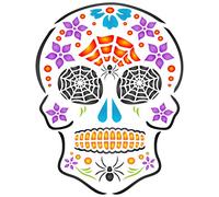 Halloween Sugar Skull stencil - riutilizzabili giorno dei morti dia de los muertos Cinco de Mayo Wall stencil per pittura - 12.5 x 16.5cm - S