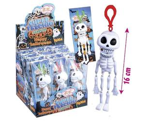 Halloween Super Teschio Scheletro Appendibile con Caramelle Frutta all' Interno Decorazione per Feste e Party a Tema Halloween Espositore da 24 Scheletri