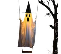 Halloween swinging ghost, Light-up witch hat decoration