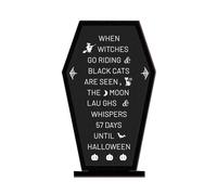 Halloween Table Sign, Centerpiece Coffin Wood Accent, Festive Message Board with Scary Display Design for Farmhouse, Living Room, Bedroom, Halloween Decor, 20.5x12.5x4cm