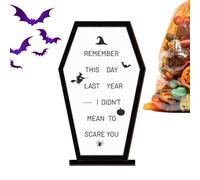 Halloween Table Sign, Coffin Wood Centerpiece, 8.07x4.92x1.57 Inches Festive Scene Prop, Scary Message Board, Ideal for Farmhouse Decor, Living Room, Bedroom, and Party Display