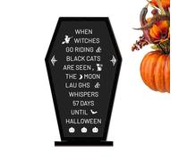 Halloween Table Sign, Wooden Coffin Decor, Message Board with 8.07x4.92x1.57 Inches, Spooky Display Accent for Haunted House, Party Centerpiece, Shelf Ornament, Black, White