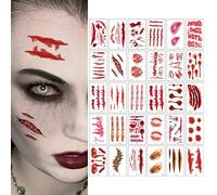 Halloween Tatuaggi Temporanei, 30 Fogli Tatuaggi Temporanei, Tatuaggio Della Ferita di Halloween, Halloween Zombie Tatuaggi, Tatuaggi Cicatrici Halloween, Decorazione di Vampiri di Halloween