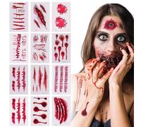 Halloween Tatuaggi Temporanei, 30 Fogli Trucchi Halloween, Cicatrici Finte, Tatuaggi Zombie Scar Tatuaggi Adesivi Horror Realistico Impermeabile 3D Trucco e Decorazioni per Festa (#1-30 Pezzi)