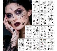 Halloween tatuaggio viso 10 fogli temporaneo nero ragno tatuaggi tatuaggi facciali ragnatele tatuaggi adesivi per Halloween costume donna masquerade carnevale festa