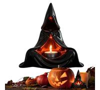Halloween Tea Light Holders, Decorative Candle Centerpieces, Ghost Witch Shaped Design, 3.54x1.57x4.33 Inches, Spooky Festive Accent, for Family Gatherings School Fall Festivals Study Dining Room Use