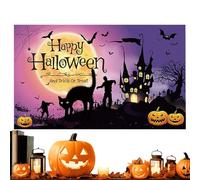 Halloween tema backdrop, 180 x 110 cm, Happy Halloween Backdrop - Versatile Photography Background Party Supplies for Kids Adult Birthday Home Indoor Wedding Decor School Activity