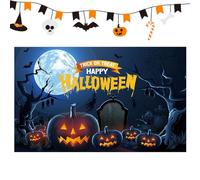 Halloween tema backdrop, 180 x 110 cm, Happy Halloween Backdrop - Versatile Photography Background Party Supplies for Kids Adult Birthday Home Indoor Wedding Decor School Activity