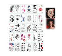 Halloween Temporary Tattoo Stickers, Fake Scars, Masquerade Face Decoration, Halloween Makeup Tattoos Stickers Family Kits, For Women & Men - Decor & Party Supplies (Style-I)
