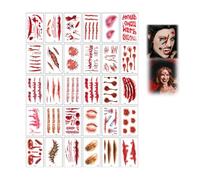 Halloween Temporary Tattoo Stickers, Fake Scars, Masquerade Face Decoration, Halloween Makeup Tattoos Stickers Family Kits, For Women & Men - Decor & Party Supplies (Style-R2)