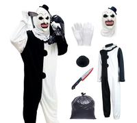 Halloween Terrifier Costume,Vestito Terrifier,Costume da clown e maschera spaventosa da clown,cappello,guanti, pugnale scena e sacchetto plastica,per cosplay,feste in maschera Halloween (Bambini -L)