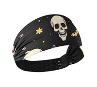 Halloween Teschi Bianchi Stelle Gialle Traspirante Confortevole Fasce per le Donne Elastiche Testa Del Sudore Fasce per le Donne per Ciclismo Ciclismo Tennis