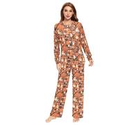 Halloween Teschi Fantasmi Floreali Zucche Pigiama Set per Donna 2 Pezzi Comodi Uomini Pigiama Bottoms Jammies, Halloween Teschi Fantasmi Floreali Zucche, XX-Large