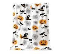 Halloween Throw Blanket - Soft Flannel Ghost Pumpkin Throws Spooky Blanket
