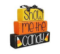 Halloween Tiered, Tray Decorations, Candy Display Stand, 7.87x5.91x1.57 Inches, Wooden Block Table Signs, Rustic Shelf Accent, Seasonal Home Decor for Living Room den Cabinet Bedroom Bookshelf