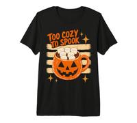 Halloween Too Cozy To Spook Retro Hot Cocoa Pumpkin Lover Maglietta Premium