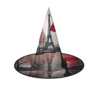 Halloween Torre Eiffel con ombrello rosso stampa strega cappello strega | Festival Streghe Carnevale Fascia Forniture Magia Dress Up Masquerade Indoor Outdoor Donne Uomini Signore A Punta