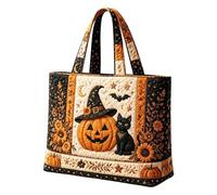 Halloween Tote Bag, 3D Spooky Quilted Large Capacity Themed Handbag | 3D Spooky Quilted Design, Ampia Capacity Halloween Themed Handbag, for Shopping Outdoor Sand Boat Cruise Vacation Travel
