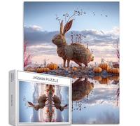 Halloween Totem Coniglio 1000 Pezzi Puzzle per Adulti Vacanza Fiaba Art Puzzle Sfidante Giochi di attività Familiari Colorati Fai da Te Puzzle per Decorazioni Domestiche Regali 50 x 68 cm