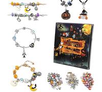 Halloween Treasures Charm Bracelet, Halloween Avvento Calendar 2025 con 2 braccialetti fai da te, 1 collana e 20 ciondoli Spooky, Jewelry Making Kit Regalo