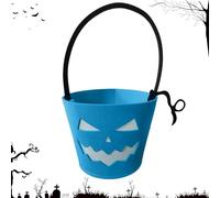 Halloween Treat Bucket, Light Up Tote, Goody Felt Bag, Fluorescent Glow Design, Sturdy Carry Handles, Chocolates Snacks Goodies Party Favor Supplies Party Decorations