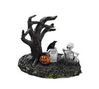 Halloween Tree Figurine - Resin Skull Pumpkin Crow Tombstone Decor | Mantel | Haunted Graveyard Statue - Resin Skeleton Raven Pumpkin Scene | Shelf Accent | Desktop Ornament | Spooky Mantel Display