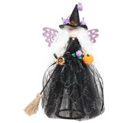 Halloween Tree Topper - Cloth Organza Witch Decor Broom-Holding