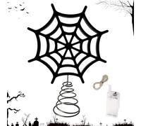Halloween Tree Topper | LED Lights Spider Web Metal Spooky Black Topper | | Halloween Tree Decorations for Family Kids Office Church Holiday Party Halloween Tree Top Decor Spooky LED Lights Black Spide