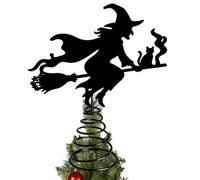 Halloween Tree Topper - Witch Black Iron with LED Lights Gothic Tree Topper | Halloween Tree Decorations Halloween Christmas Tree Topper for Room Haunted House Bar Office Home Fall Thanksgiving