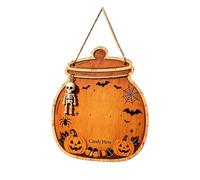 Halloween Trick Or Treat Door Sign - 20X16X1cm Wooden Hanging Decor
