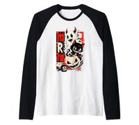 Halloween Trick R Treat Spooky Ghost Black Cat Maglia con Maniche Raglan