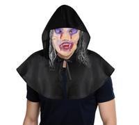 Halloween Tristo Mietitore Costume Set Vampiro Morte Mantello con Cappuccio Cappuccio Maschera Spaventoso Fantasma con Capelli Horror Demone Male Cosplay Accessori per Halloween Pasqua Party